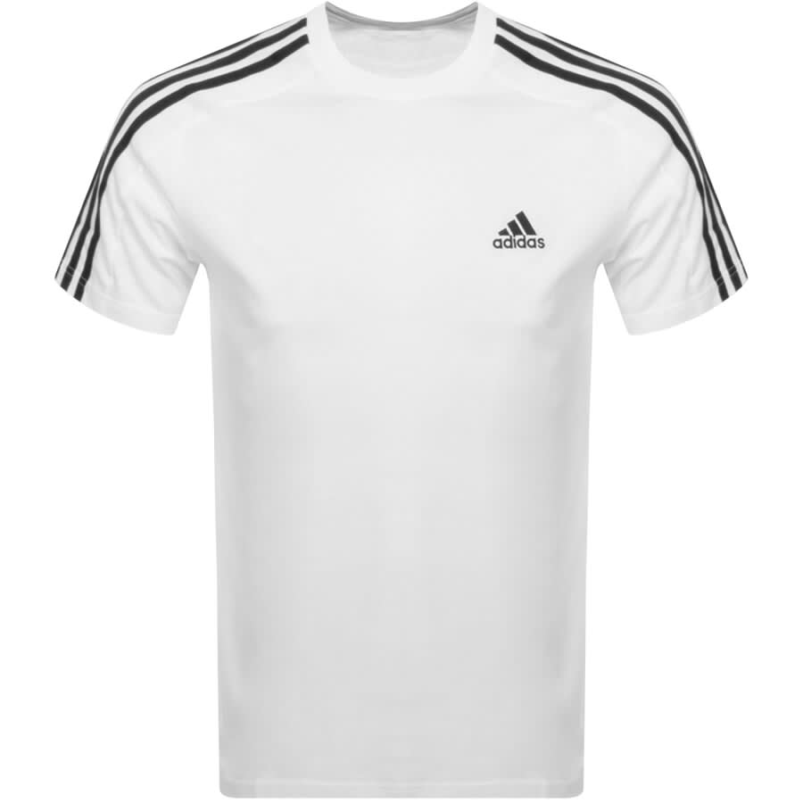 adidas Essentials 3 Stripe T Shirt White Mainline Menswear Australia